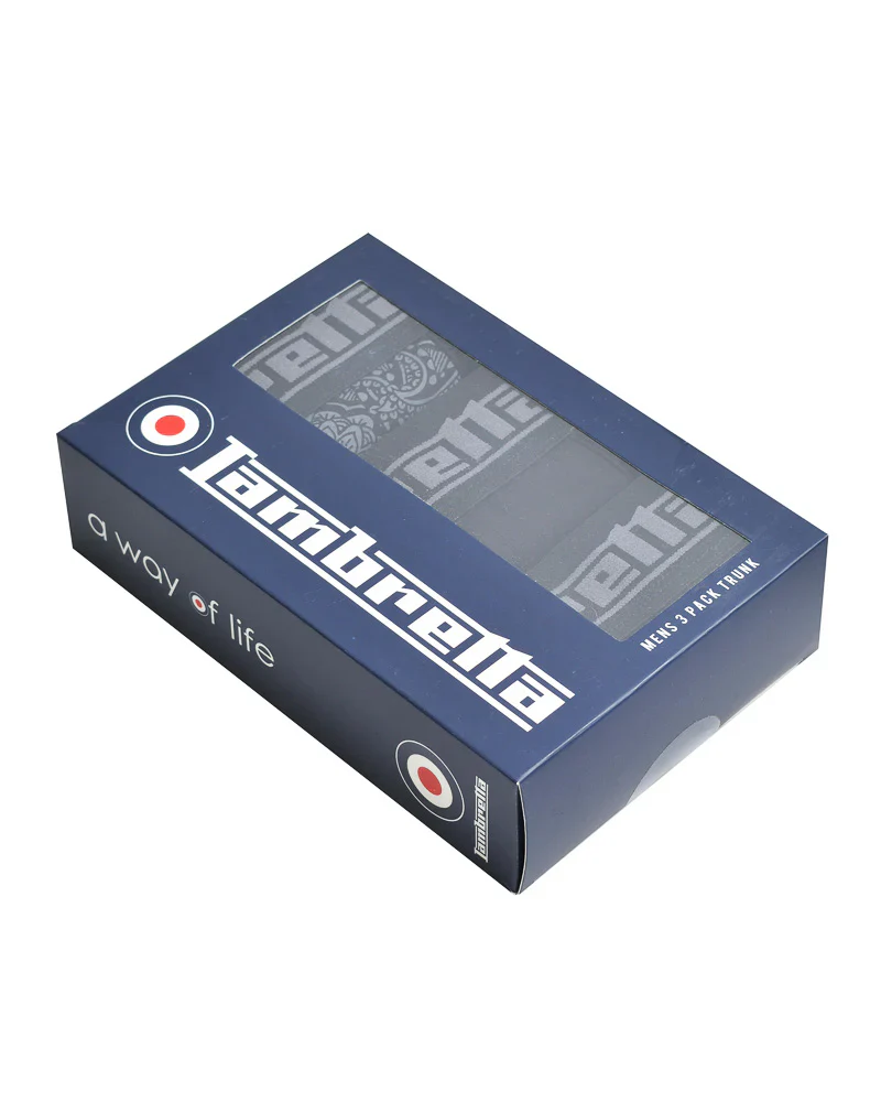 Lambretta Mens Black/Grey 3 Pair Pack Boxer Shorts - immagine 4
