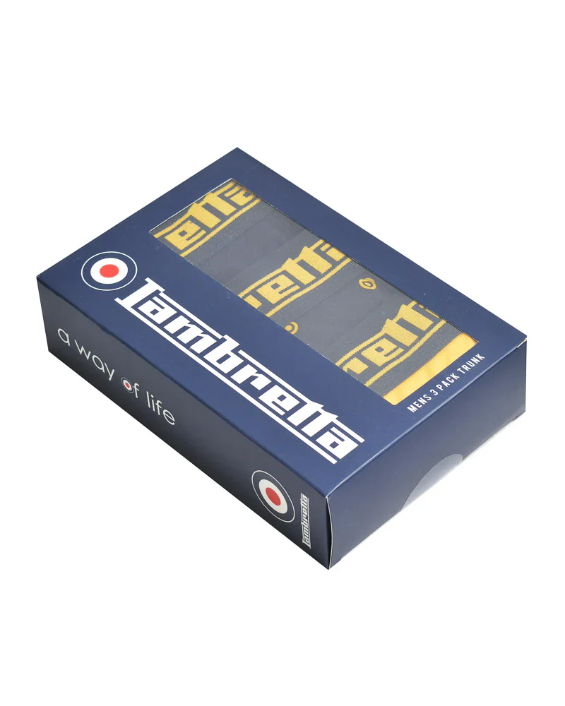 Lambretta Mens Black/Gold 3 Pair Pack 0f Multi Boxer Shorts - immagine 4