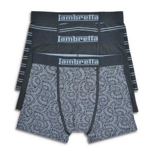Lambretta Mens Navy/Blue 3 Pair Pack 0f Multi Boxer Shorts