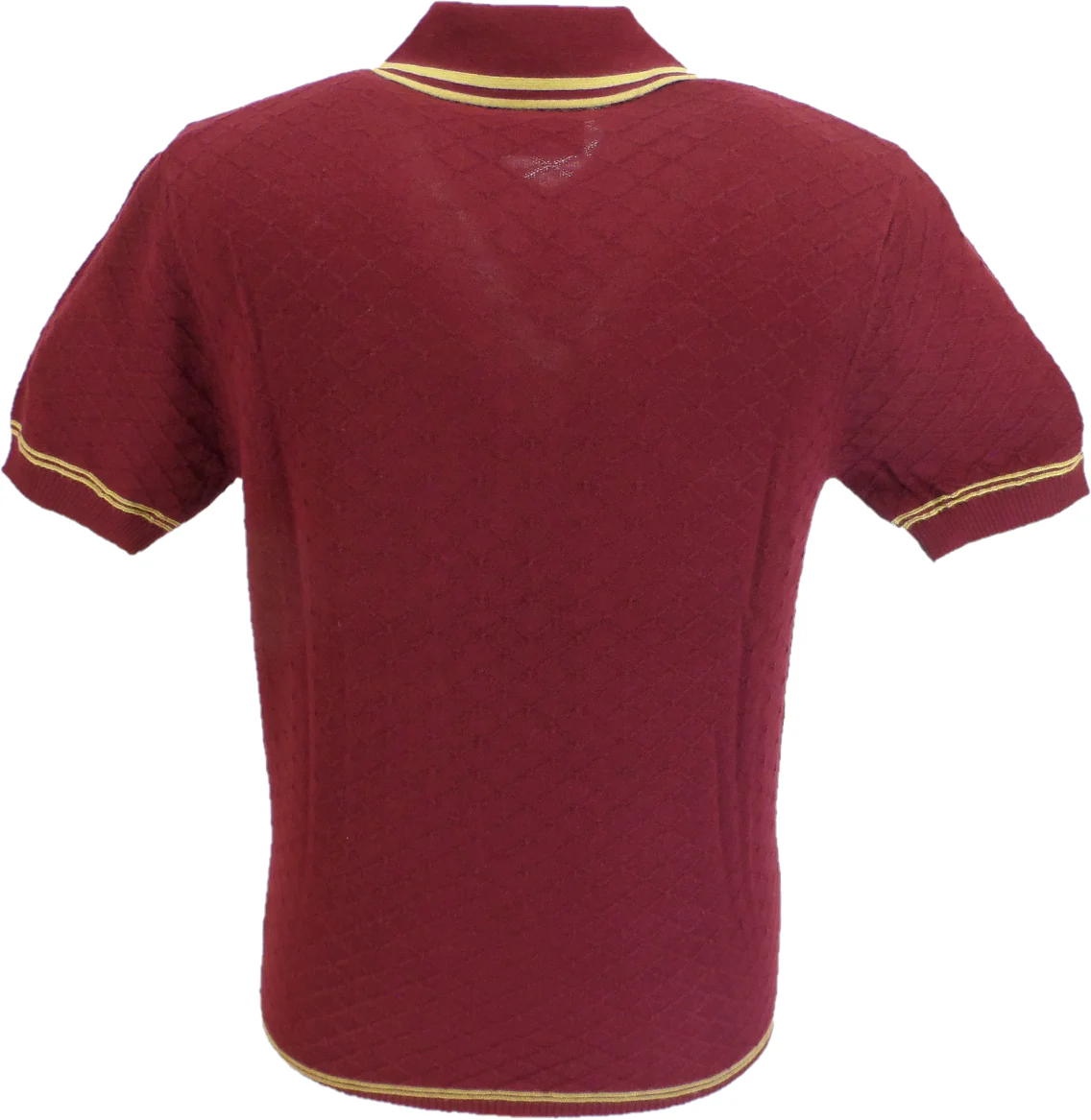 Art Gallery Mens Mcgriff Wine/Gold Knitted Polo - immagine 3