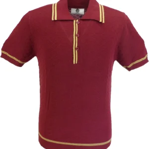 Art Gallery Mens Mcgriff Wine/Gold Knitted Polo