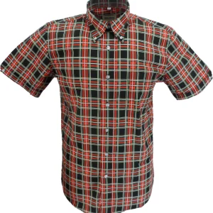 Mazeys Mens Black/Red Multi Checked 100% Cotton Short Sleeved Shirts