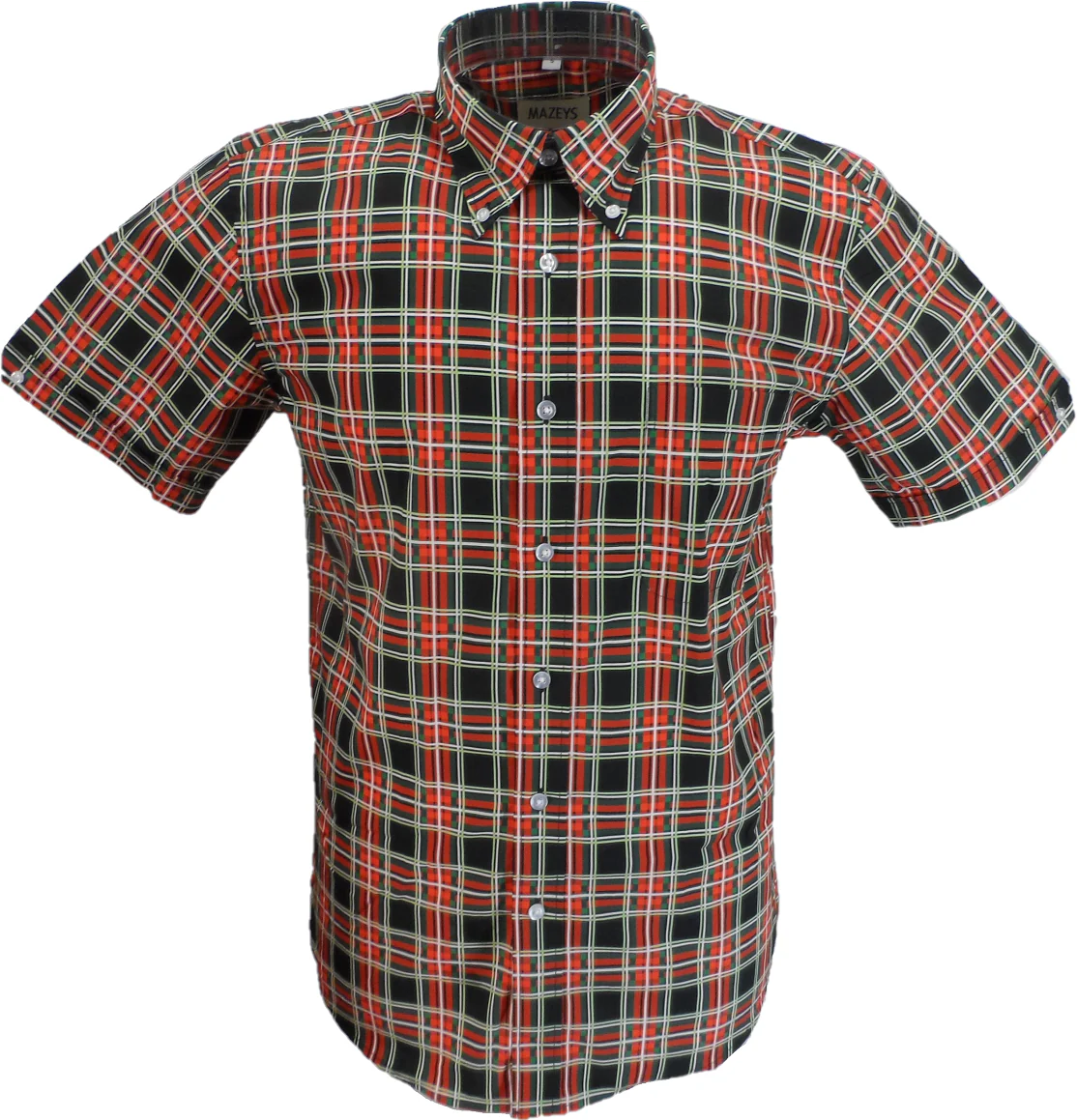 Mazeys Mens Black/Red Multi Checked 100% Cotton Short Sleeved Shirts - immagine 2
