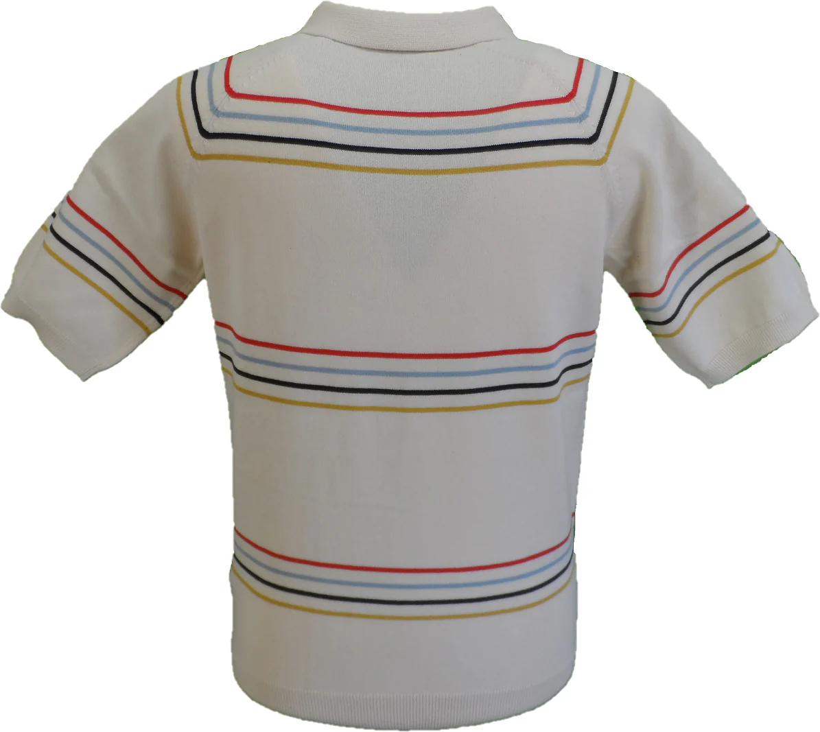 Merc Mens Madison Ivory Knitted Vintage Mod Polo Shirts - immagine 3