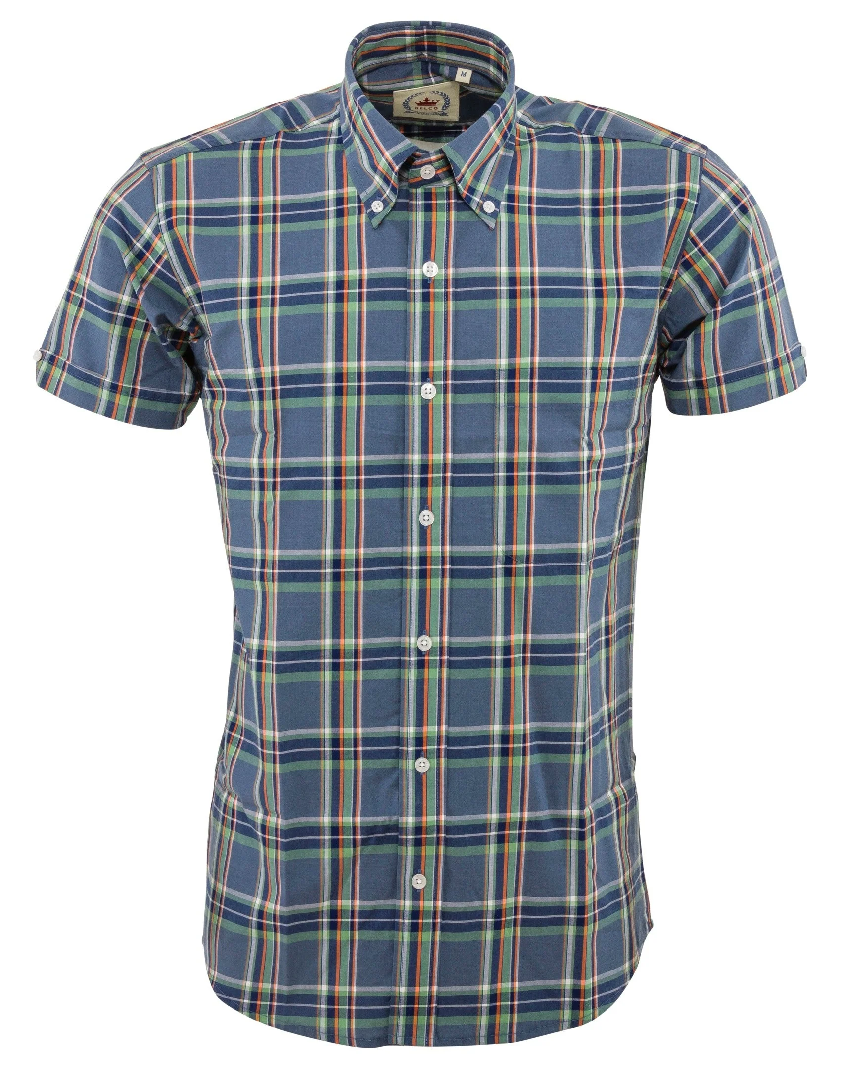 Relco Mens Grey Checked Short Sleeved Button Down Shirts - immagine 2