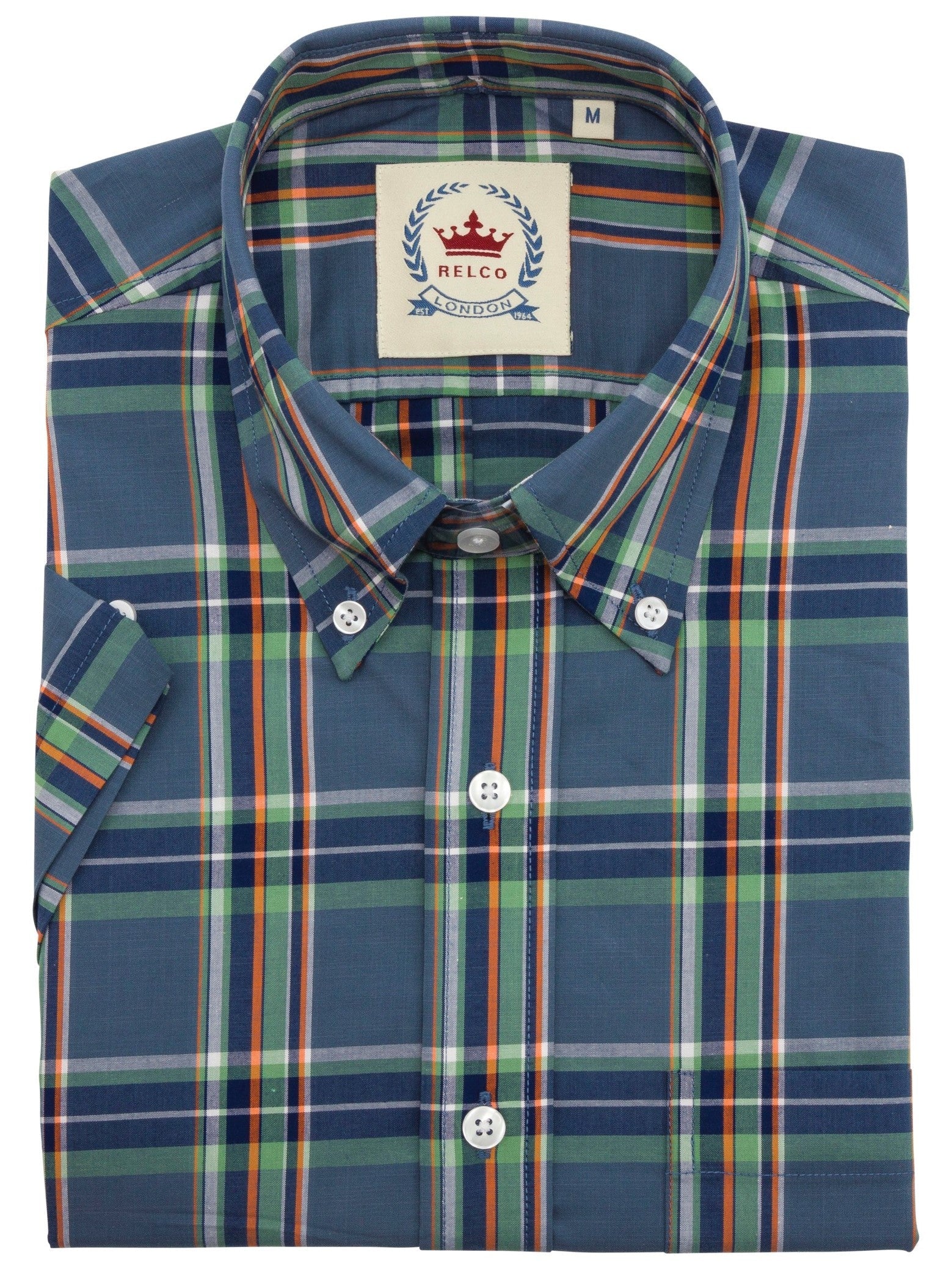 Relco Mens Grey Checked Short Sleeved Button Down Shirts - immagine 4