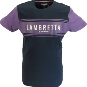 Lambretta Mens Navy/Grape Logo Panel T Shirt