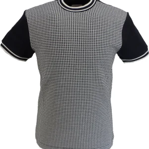 Ska & Soul Mens Navy Blue Houndstooth T Shirts