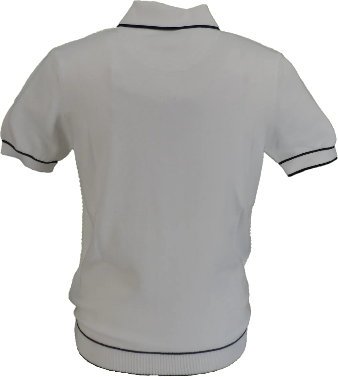 Trojan Records Mens Ecru Textured Knitted Polo Shirt - immagine 3