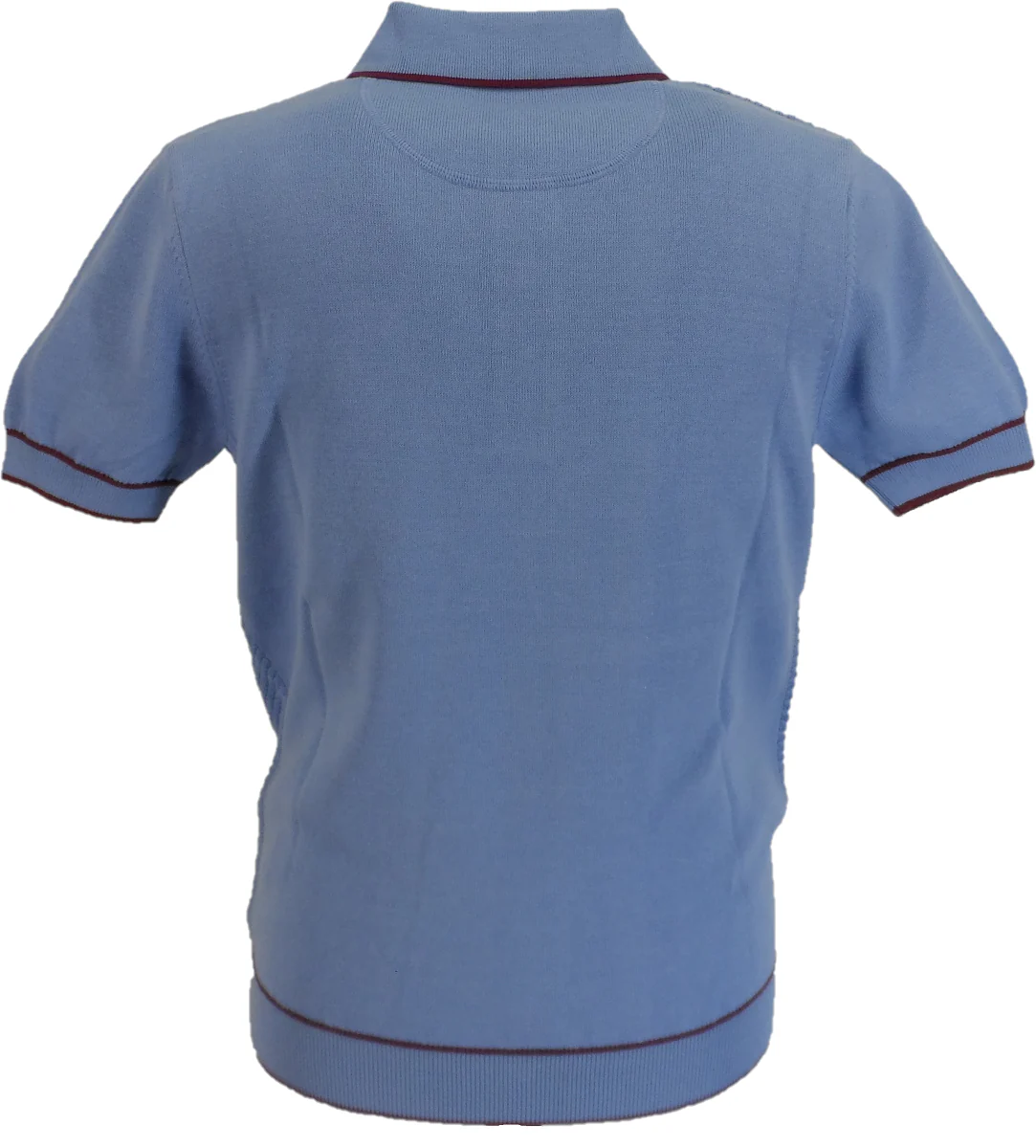 Trojan Records Mens Sky Blue Textured Knitted Polo Shirt - immagine 3