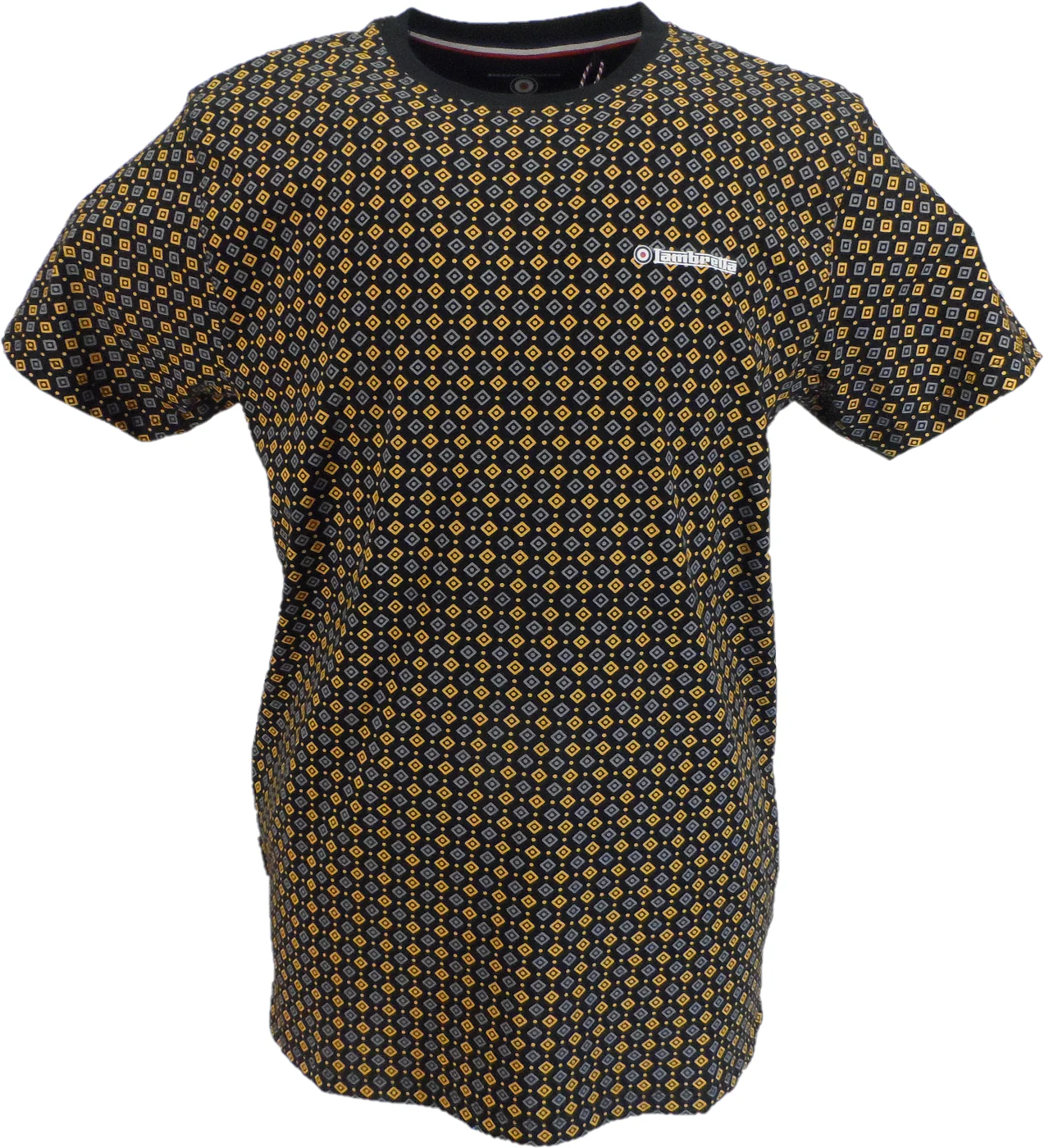 Lambretta Mens Black All Over Geometric Print T-Shirt - immagine 2