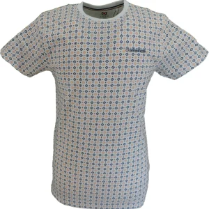 Lambretta Mens White All Over Geometric Print T-Shirt