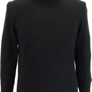 Relco Mens Black Fine Gauge Roll Neck Jumper