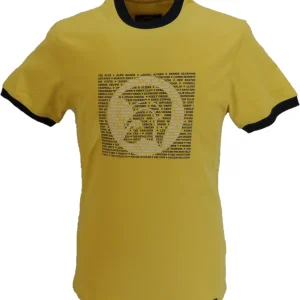 Trojan Mens Mustard Yellow Artist logo 100% Cotton Ringer T-Shirt