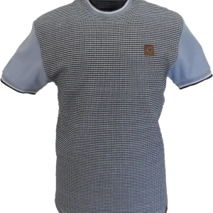 Trojan Mens Sky Blue Birdseye Jacquard Panel T Shirt