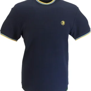 Trojan Mens Navy Blue Textured Twin Tipped T Shirt