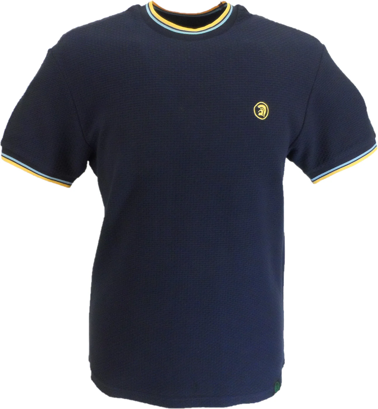 Trojan Mens Navy Blue Textured Twin Tipped T Shirt - immagine 2