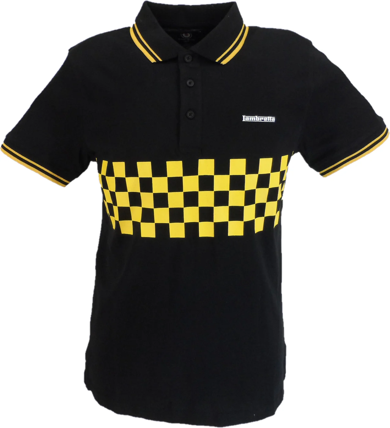 Lambretta Black & Gold Retro Two Tone Tipped Polo Shirts - immagine 2