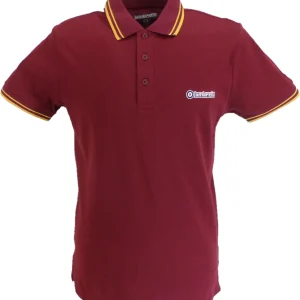 Lambretta Men`s Burgundy/Gold Tipped Tipped 100% Cotton Polo Shirts