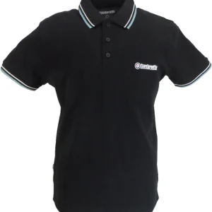 Lambretta Men`s Black Tipped Tipped 100% Cotton Polo Shirts