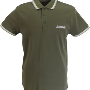 Lambretta Men`s Khaki Triple Tipped Tipped 100% Cotton Polo Shirts