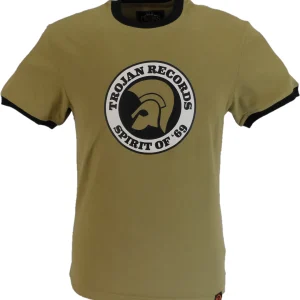 Trojan Mens Camel Brown Spirit of 69 100% Cotton Peach T-Shirt
