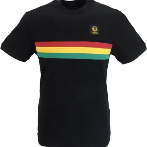 Trojan Mens Black Rasta Retro Pique T Shirt
