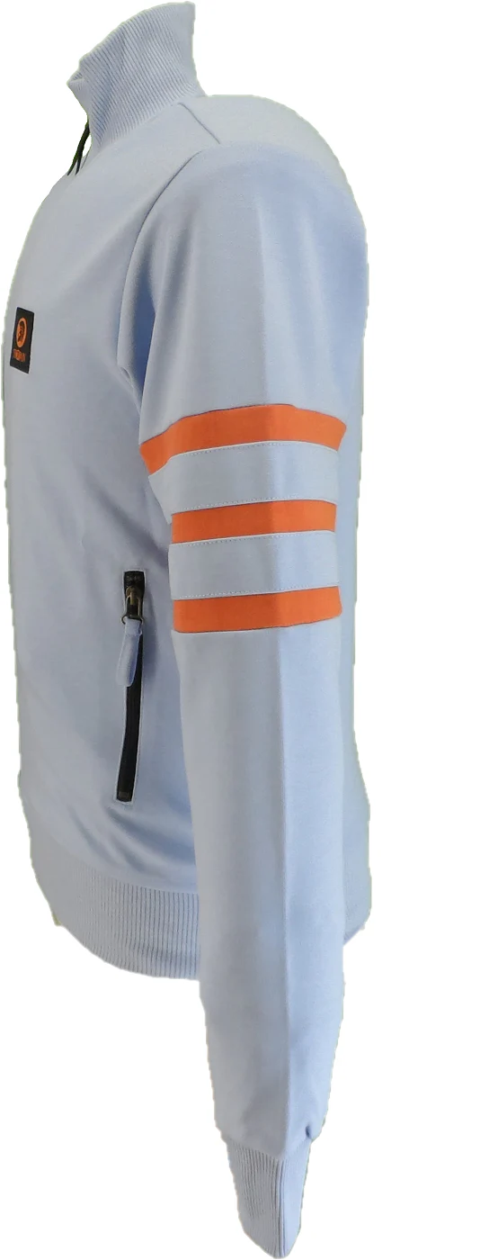 Trojan Mens Powder Blue Sleeve Stripe Zip Track Tops - immagine 4