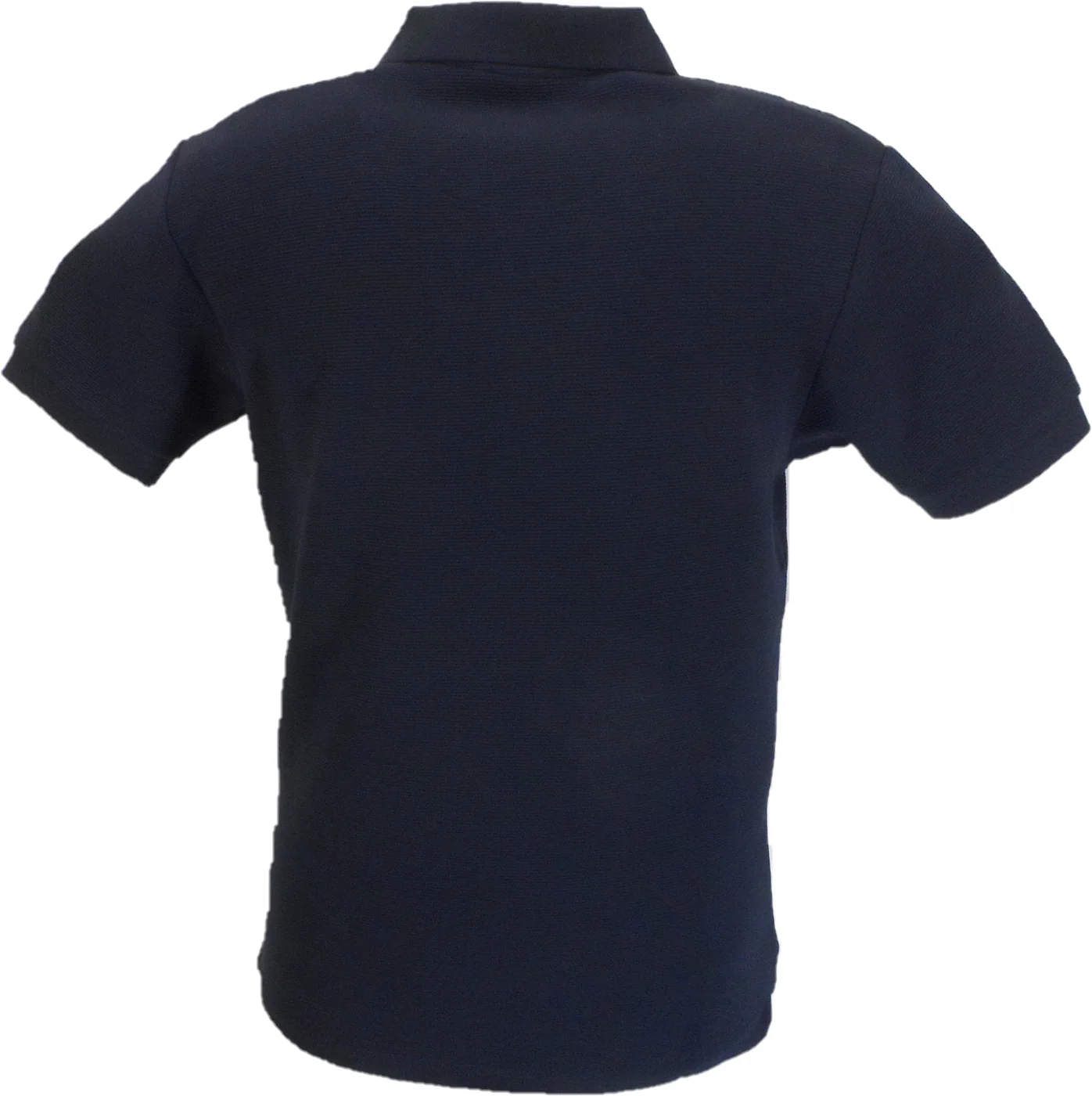 Trojan Mens Navy Blue Ottoman Rib Chrome-effect Zip Polo Shirt - immagine 3