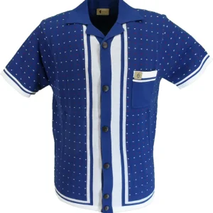 Gabicci Mens Delft Blue Reilly Short Sleeve Cardigan