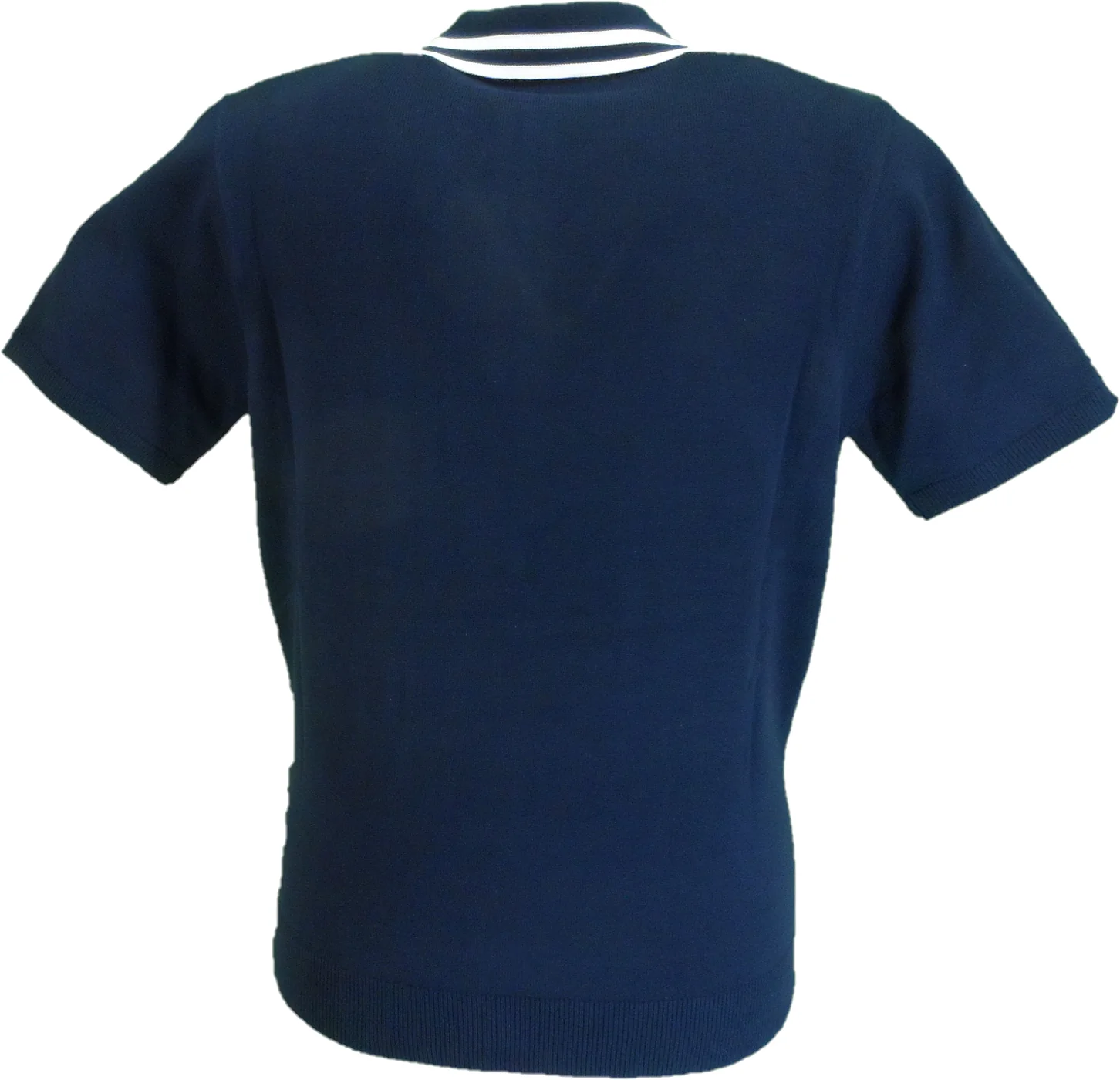 Gabicci Mens Navy Blue Johnson Quarter Zip Retro Polo - immagine 3