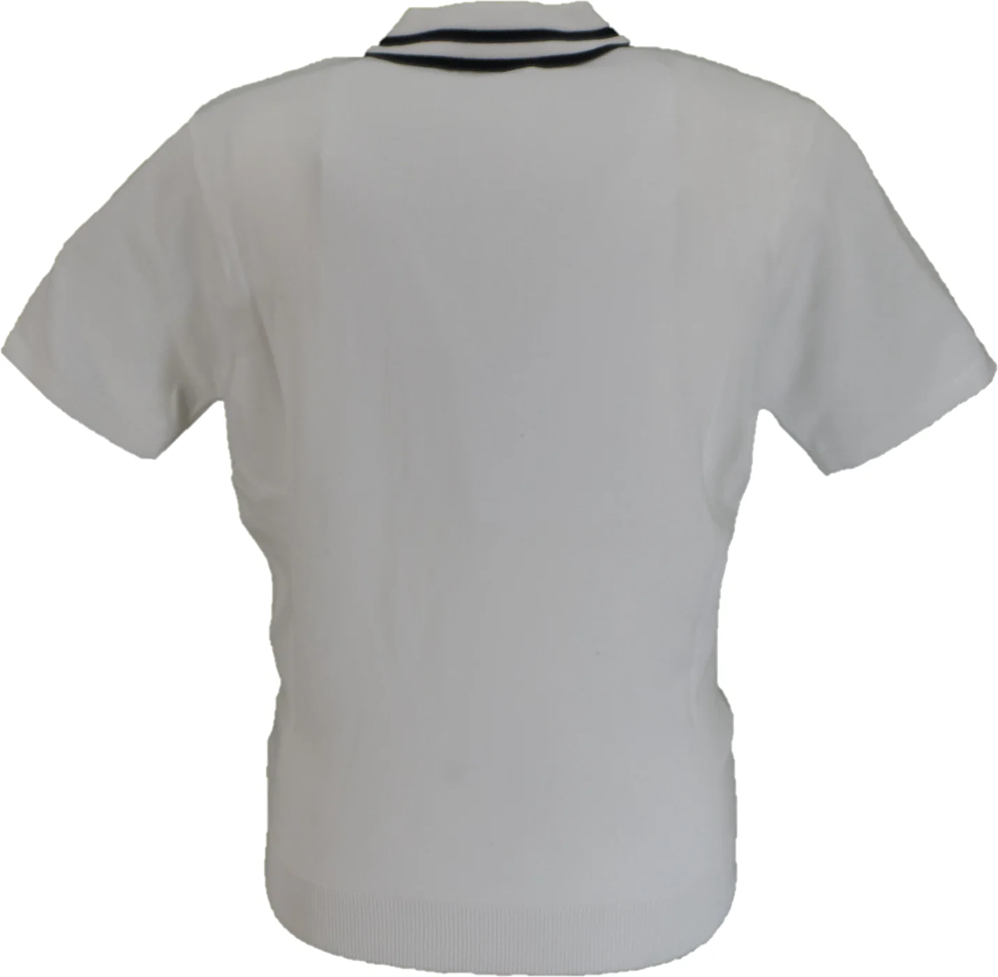 Gabicci Mens White Johnson Quarter Zip Retro Polo - immagine 3