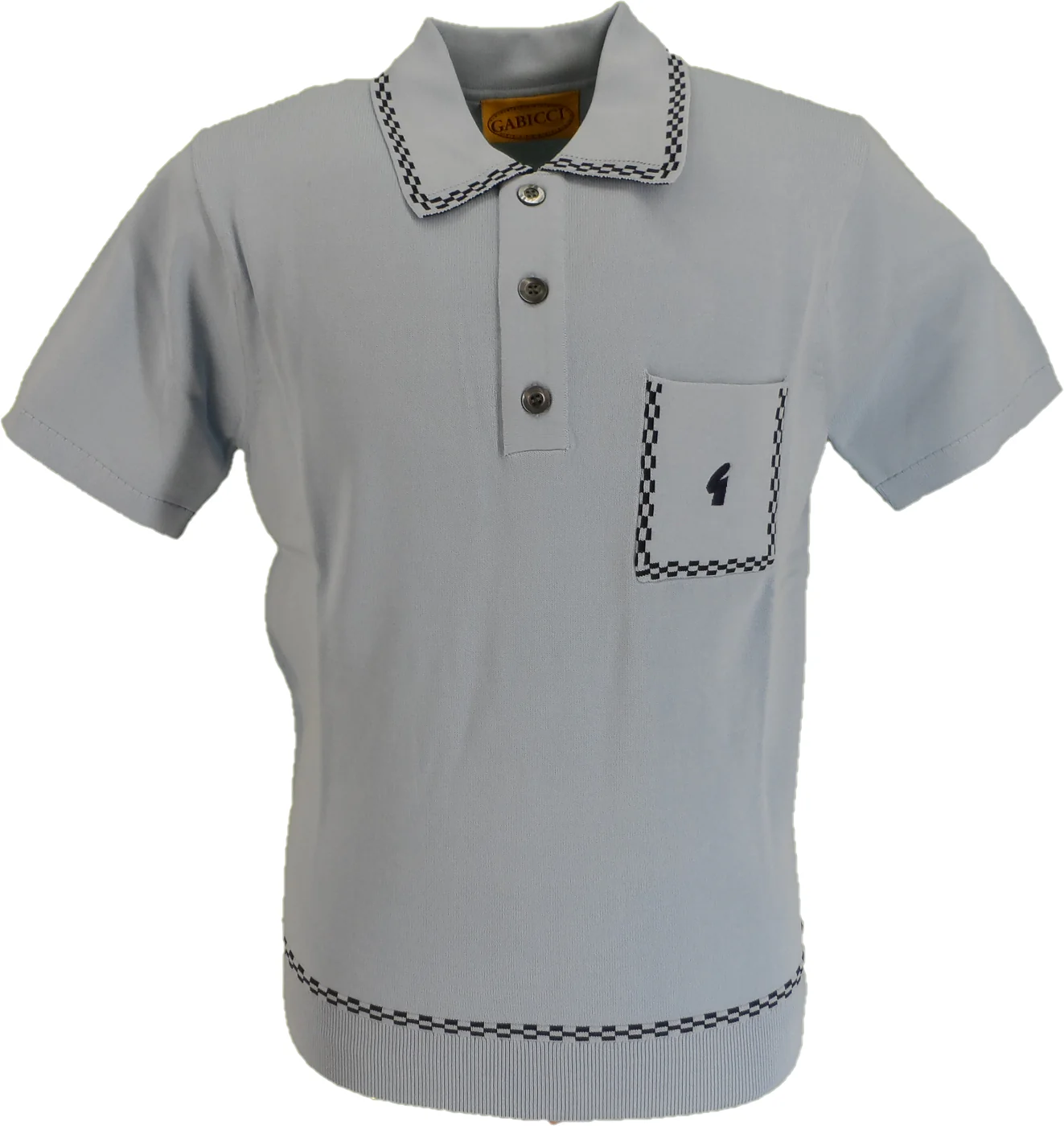 Gabicci Mens Surf Blue Storm Archive Alexander Knitted Polo Shirt