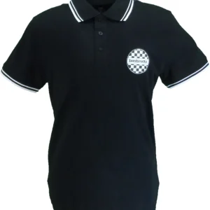 Lambretta Black & White Two Tone Badge Polo Shirts