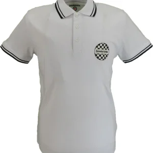 Lambretta White & Black Retro Two Tone Badge Polo Shirts