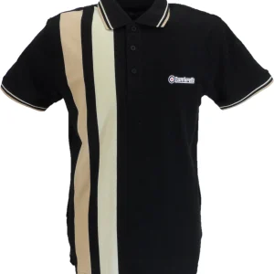 Lambretta Black/Beige Retro Vertical Stripe Polo Shirts