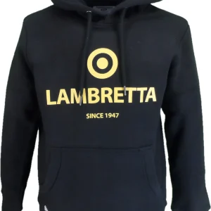 Lambretta Mens Black Logo Hooded Top