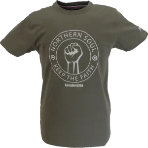 Lambretta Mens Khaki Green Keep the Faith Scooter Retro T Shirt