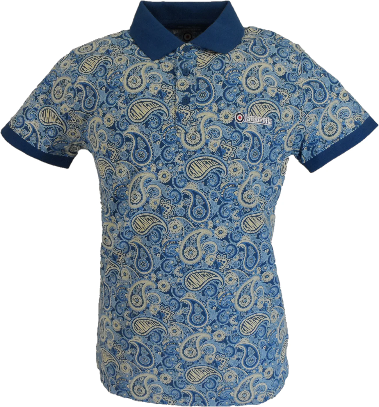 Lambretta Dark Blue Paisley Print Polo Shirts - immagine 2