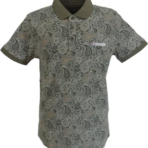 Lambretta Khaki Green Paisley Print Polo Shirts