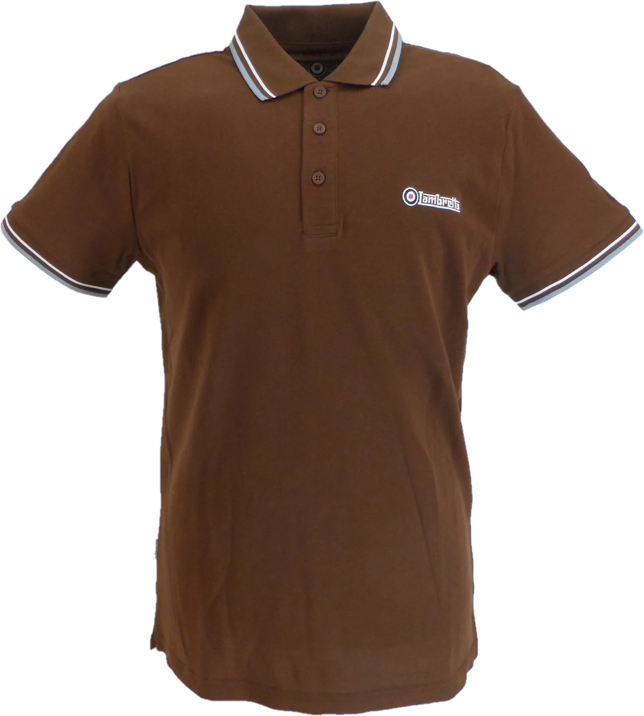 Lambretta Brown Retro Target Logo 100% Cotton Polo Shirts - immagine 2