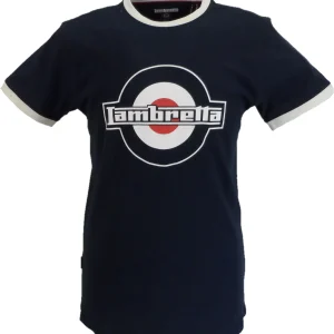 Lambretta Mens Navy Blue Target Logo Ringer T-Shirt