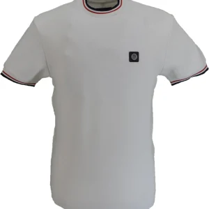 Trojan Mens Ecru Ottoman Rib Tipped Pique T Shirt