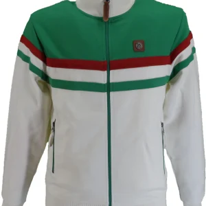 Trojan Mens Emerald Green Panel Stripe Track Tops