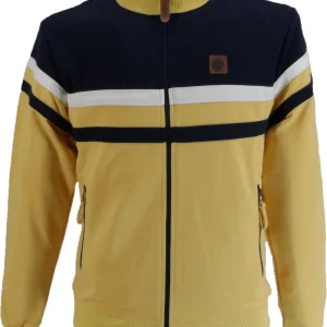 Trojan Mens Mustard Yellow Panel Stripe Track Tops