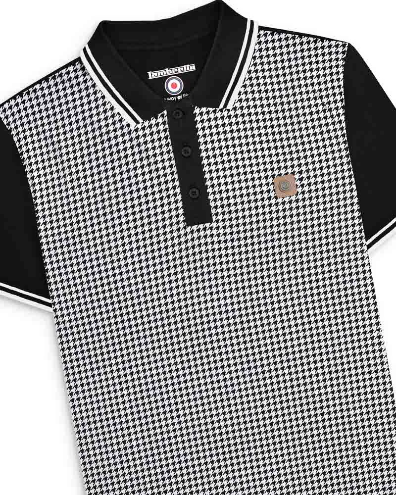 Lambretta Mens Black/White Houndstooth Polo Shirts - immagine 6