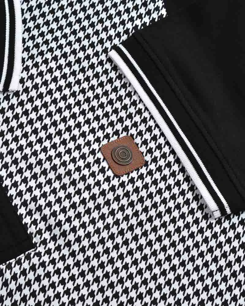 Lambretta Mens Black/White Houndstooth Polo Shirts - immagine 5