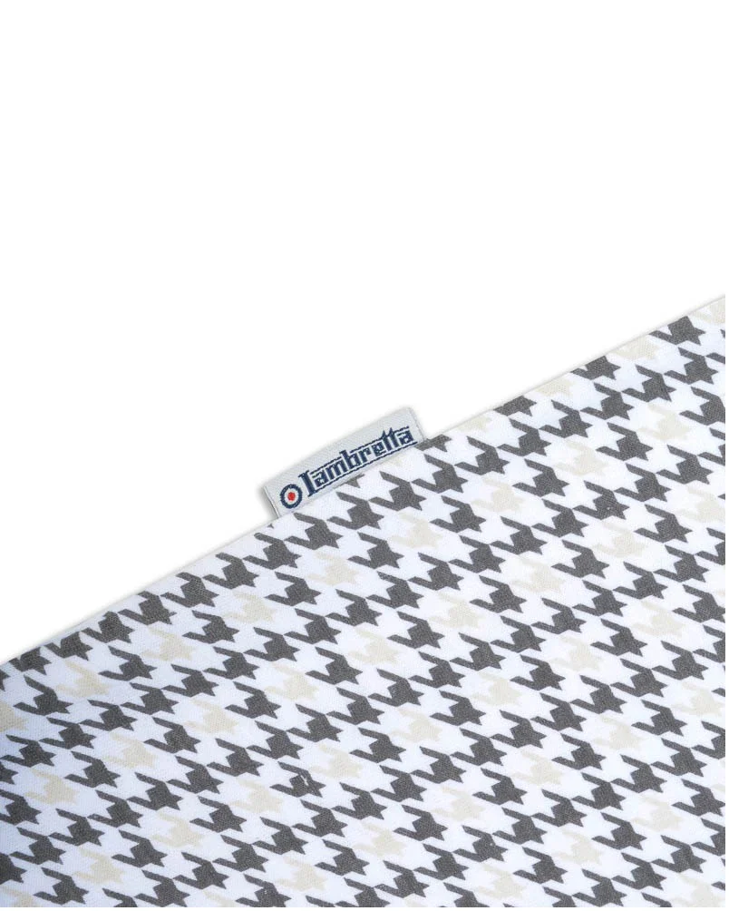 Lambretta Mens White Houndstooth Print Cotton Polo Shirts - immagine 4