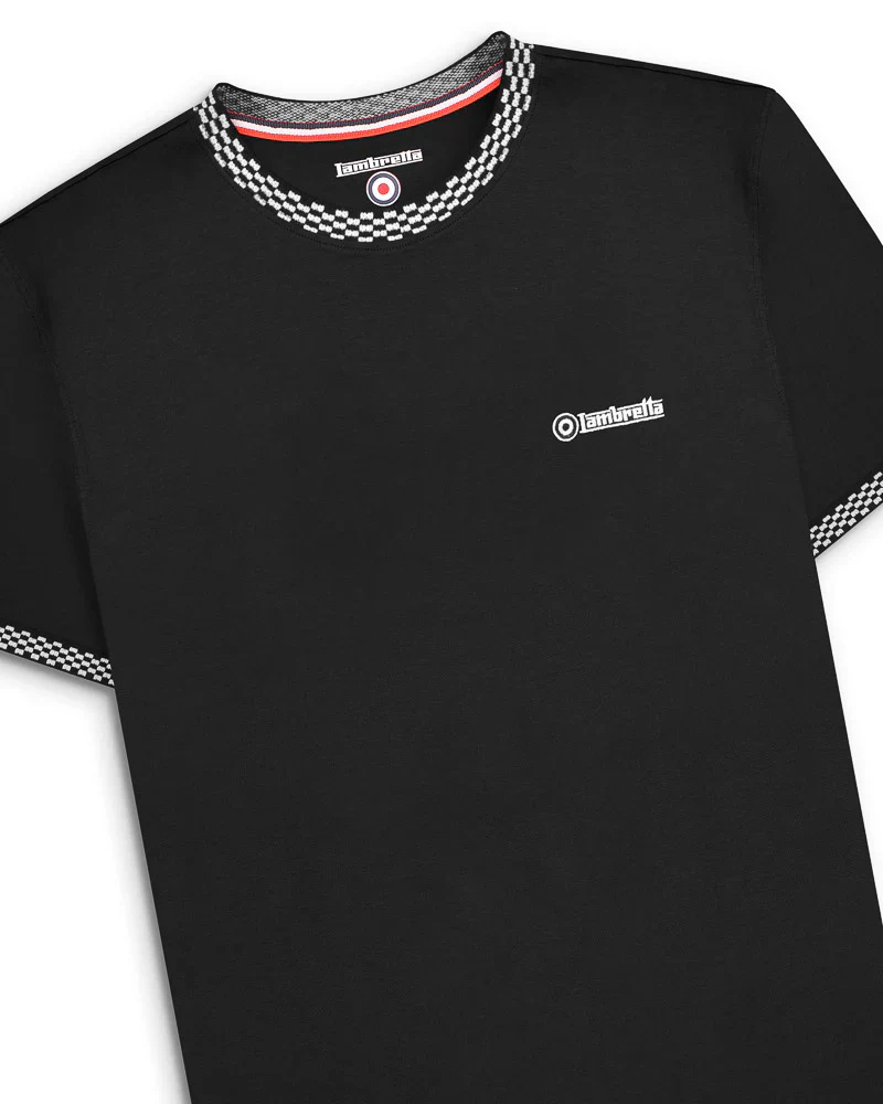 Lambretta Mens Black Two Tone Ringer Retro T Shirt - immagine 4
