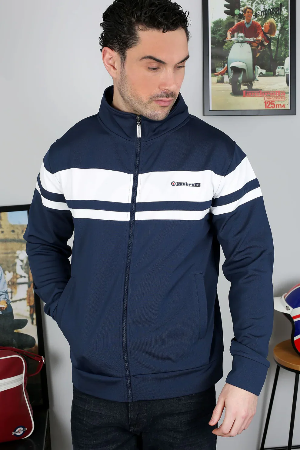 Lambretta Retro Navy/White Championship Track Top Jacket - immagine 7